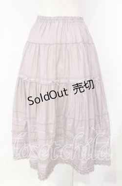 画像4: PINK HOUSE / サテンリボンいっぱいローンティアードミディスカート  ラベンダー O-25-10-18-059-LO-SK-OW-OS
