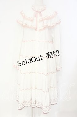 画像1: alcali / グラデーションピコット刺しゅうフリルワンピース  ナチュラル O-25-10-18-061-LO-OP-OW-OS