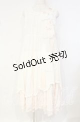 PINK HOUSE / 桜ひらり舞い散るフリルワンピース  シロ×ピンク O-25-10-18-063-LO-OP-OW-OS