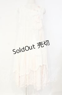 PINK HOUSE / 桜ひらり舞い散るフリルワンピース  シロ×ピンク O-25-10-18-063-LO-OP-OW-OS