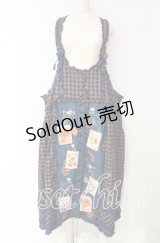 PINK HOUSE / タータンチェック刺繍吊スカート【お直しあり】  ブルー系 O-25-10-18-065-LO-SK-IG-OS