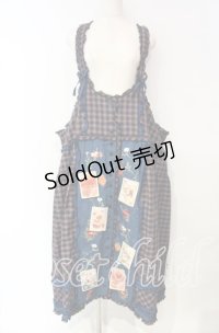 PINK HOUSE / タータンチェック刺繍吊スカート【お直しあり】  ブルー系 O-25-10-18-065-LO-SK-IG-OS