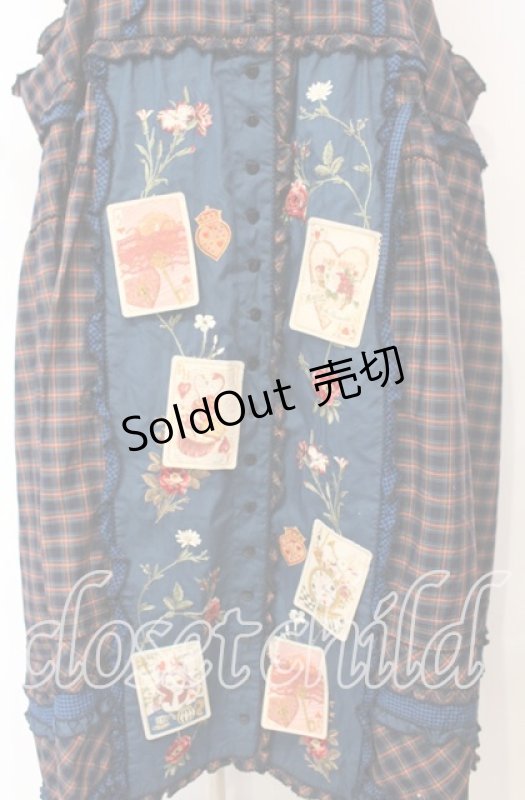 画像3: PINK HOUSE / タータンチェック刺繍吊スカート【お直しあり】  ブルー系 O-25-10-18-065-LO-SK-IG-OS (3)