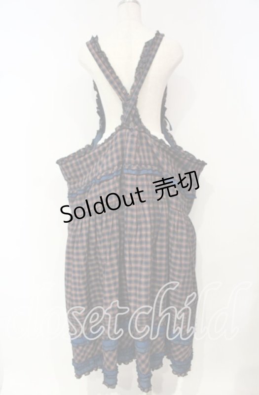 画像5: PINK HOUSE / タータンチェック刺繍吊スカート【お直しあり】  ブルー系 O-25-10-18-065-LO-SK-IG-OS (5)