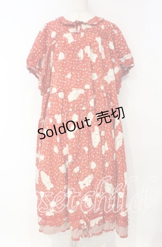 画像1: PINK HOUSE / ひなぎくテディプリントフリルワンピース【お直しあり】  アカ O-25-10-18-067-LO-OP-IG-ZT550 (1)