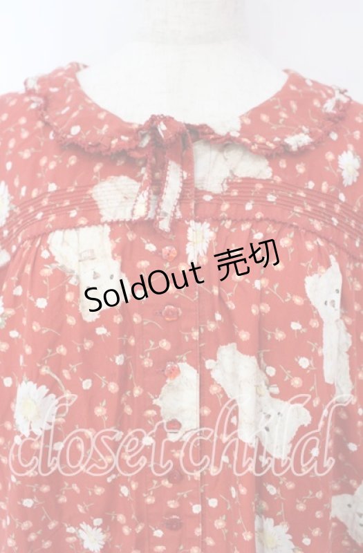 画像2: PINK HOUSE / ひなぎくテディプリントフリルワンピース【お直しあり】  アカ O-25-10-18-067-LO-OP-IG-ZT550 (2)