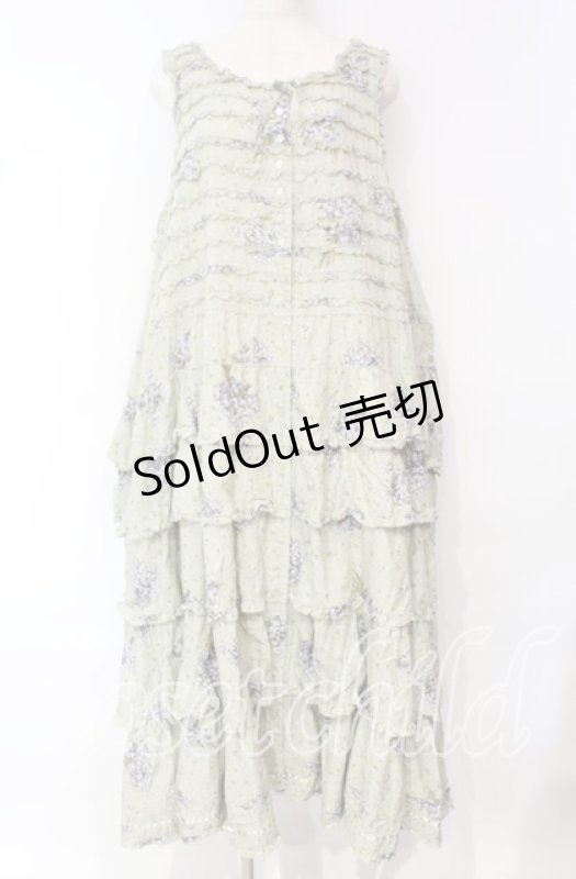 画像1: PINK HOUSE / ブルーフラワリーノースリーブワンピース【お直しあり】  薄荷 O-25-10-18-068-LO-OP-IG-OS (1)