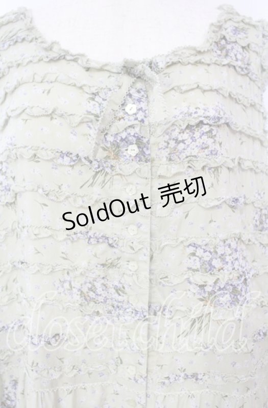 画像2: PINK HOUSE / ブルーフラワリーノースリーブワンピース【お直しあり】  薄荷 O-25-10-18-068-LO-OP-IG-OS (2)