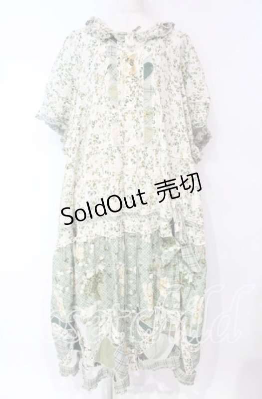 画像1: PINK HOUSE / White Cloverプリントパッチワークワンピース【お直しあり】  グリーン O-25-10-18-069-LO-OP-IG-OS (1)