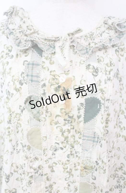 画像2: PINK HOUSE / White Cloverプリントパッチワークワンピース【お直しあり】  グリーン O-25-10-18-069-LO-OP-IG-OS (2)