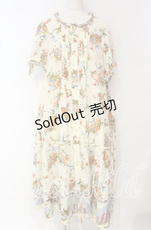 画像1: PINK HOUSE / ウォレスフラワープリントロングワンピース【お直しあり】  生成り O-25-10-18-071-LO-OP-IG-OS (1)
