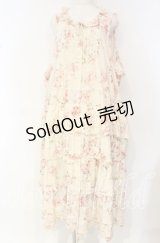 PINK HOUSE / ローズブーケプリントフリル段々ワンピース【お直しあり】  アイボリー O-25-10-18-073-LO-OP-IG-OS