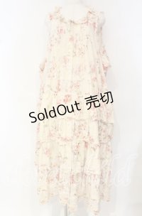 PINK HOUSE / ローズブーケプリントフリル段々ワンピース【お直しあり】  アイボリー O-25-10-18-073-LO-OP-IG-OS
