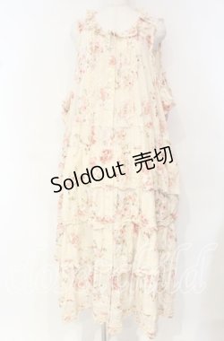 画像1: PINK HOUSE / ローズブーケプリントフリル段々ワンピース【お直しあり】  アイボリー O-25-10-18-073-LO-OP-IG-OS