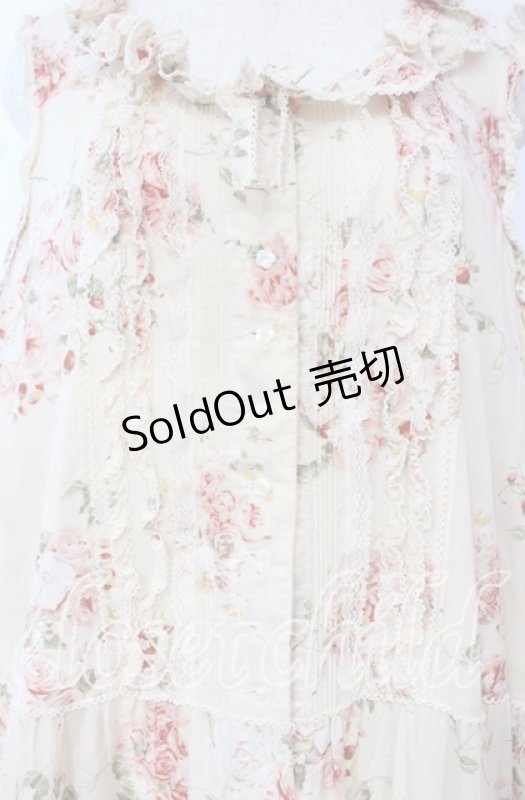 画像2: PINK HOUSE / ローズブーケプリントフリル段々ワンピース【お直しあり】  アイボリー O-25-10-18-073-LO-OP-IG-OS (2)