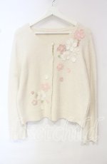 画像1: PINK HOUSE / 桜モチーフ使いニットカーディガン  ベージュ O-25-10-18-079-LO-TO-OW-OS (1)
