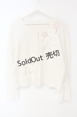 画像1: PINK HOUSE / 桜モチーフ使いニットカーディガン  ベージュ O-25-10-18-079-LO-TO-OW-OS