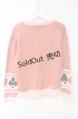 画像4: PINK HOUSE / うさぎ顔ぐるみモチーフ付きニットカーディガン  赤系ピンク O-25-10-18-083-LO-TO-OW-ZI
