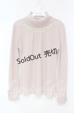 画像1: axes femme / はしごレースリブタートルニットソー M ピンク O-25-10-18-086-AX-TO-OW-OS
