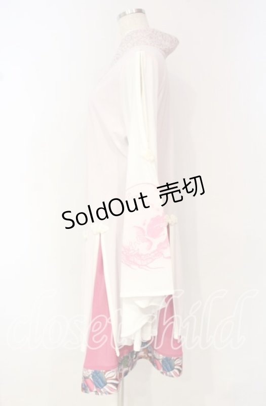 画像5: Qutie Frash / 肩空き着物カーディガン  ピンク×シロ O-25-10-18-092-QU-TO-OW-OS (5)