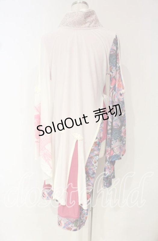 画像6: Qutie Frash / 肩空き着物カーディガン  ピンク×シロ O-25-10-18-092-QU-TO-OW-OS (6)