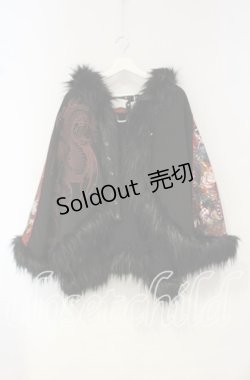 画像1: Qutie Frash / ポンチョコート  ブラック×レッド O-25-10-18-093-QU-JA-OW-C029