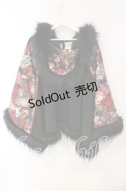 画像4: Qutie Frash / ポンチョコート  ブラック×レッド O-25-10-18-093-QU-JA-OW-C029