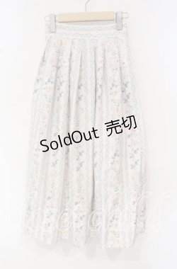 画像1: an another angelus / ストライプアンティークローズ柄スカート F アイボリーｘピンク O-25-10-18-014-CA-SK-YM-OS