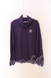 ALGONQUINS / 刺繍入りハイネックカットソー  パープル O-25-10-19-034-AL-TO-IG-OS