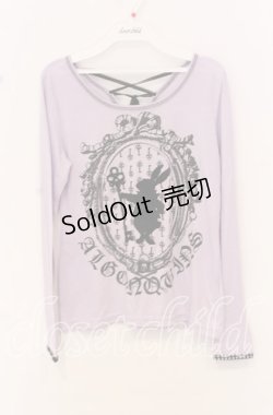 画像1: ALGONQUINS / アリスラビットフロッキーカットソー  ブラック×ラベンダー O-25-10-19-037-AL-TO-IG-OS