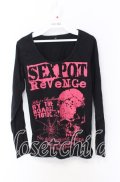 SEX POT ReVeNGe / スカルプリントカットソー  ブラック×ピンク O-25-10-19-041-SP-TO-IG-OS