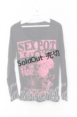 画像1: SEX POT ReVeNGe / スカルプリントカットソー  ブラック×ピンク O-25-10-19-041-SP-TO-IG-OS