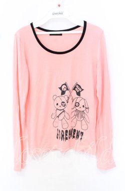 画像1: PEACE NOW / ぬいぐるみプリントカットソー  ピンク O-25-10-19-044-PU-TO-IG-OS