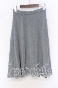 TOMATSU / スパンコールフラワーニットスカート 38 グレー O-25-10-19-050-LO-SK-IG-ZT224