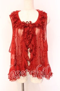 PINK HOUSE / ドットチュールベスト【お直しあり】  レッド O-25-10-19-069-LO-TO-IG-OS