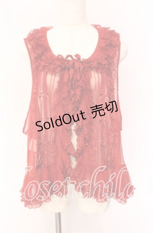 画像1: PINK HOUSE / ドットチュールベスト【お直しあり】  レッド O-25-10-19-069-LO-TO-IG-OS (1)