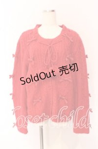 PINK HOUSE / ミニリボンいっぱいカーディガン  アカ O-25-10-19-070-LO-TO-IG-OS
