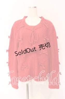 画像1: PINK HOUSE / ミニリボンいっぱいカーディガン  アカ O-25-10-19-070-LO-TO-IG-OS