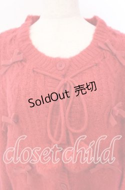 画像2: PINK HOUSE / ミニリボンいっぱいカーディガン  アカ O-25-10-19-070-LO-TO-IG-OS