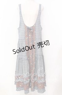 PINK HOUSE / いちごチェックジャンパースカート  ブルー系 O-25-10-19-078-LO-OP-IG-ZI