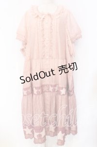 PINK HOUSE / Starry Sky プリントパッチワークワンピース【お直しあり】 生地付け足し（通常よりも大きなサイズ） ピンク O-25-10-19-085-LO-OP-IG-OS