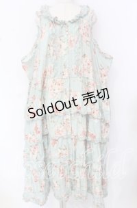 PINK HOUSE / ローズブーケプリントフリル段々ワンピース【お直しあり】  ミント O-25-10-19-092-LO-OP-IG-OS