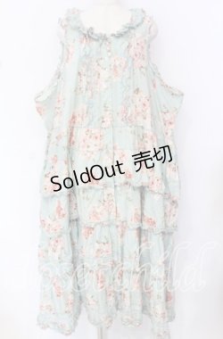 画像1: PINK HOUSE / ローズブーケプリントフリル段々ワンピース【お直しあり】  ミント O-25-10-19-092-LO-OP-IG-OS