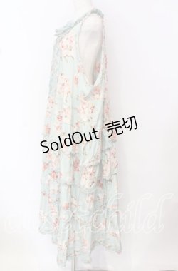 画像4: PINK HOUSE / ローズブーケプリントフリル段々ワンピース【お直しあり】  ミント O-25-10-19-092-LO-OP-IG-OS