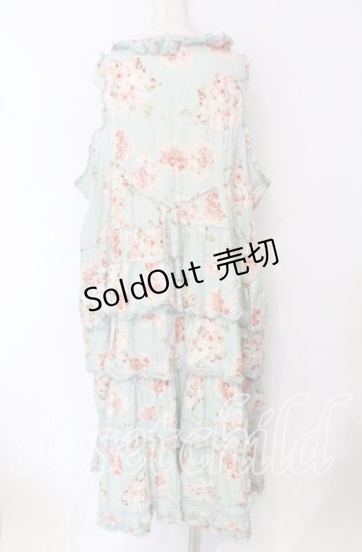 画像5: PINK HOUSE / ローズブーケプリントフリル段々ワンピース【お直しあり】  ミント O-25-10-19-092-LO-OP-IG-OS (5)