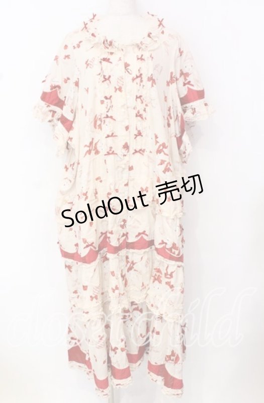 画像1: PINK HOUSE / ツインラビットワンピース【お直しあり】  アイボリー×アカ O-25-10-19-094-LO-OP-IG-OS (1)