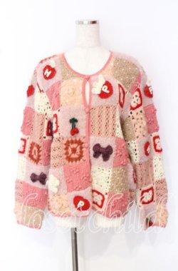 画像1: PINK HOUSE / パッチワークニットカーディガン  ピンク系 O-25-10-19-096-LO-TO-IG-OS