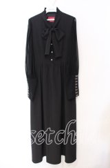 Jamieエーエヌケー / ボウタイシフォンスリーブワンピース  クロ O-25-10-19-102-LO-OP-IG-ZT091