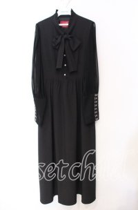 Jamieエーエヌケー / ボウタイシフォンスリーブワンピース  クロ O-25-10-19-102-LO-OP-IG-ZT091