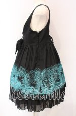 画像3: ALGONQUINS / 長い長い森レースアップフロントツートンピナフォアドレス  ブラック×グリーン O-25-10-19-108-AL-OP-IG-OS (3)